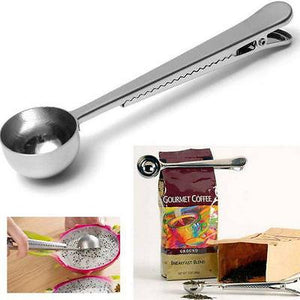 Home Multifunction Stainless Steel Coffee Scoop With Clip Coffee Tea Measuring Cup Ground Coffee Scoop Spoon