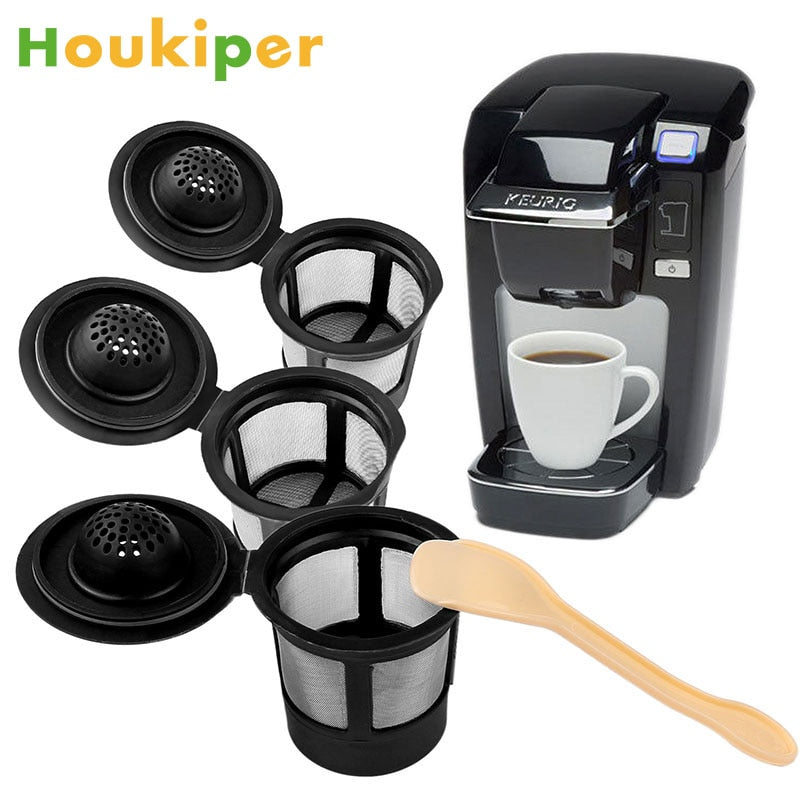 3Pcs/set Coffee&Tea Pod Filters Compatible With Keurig K Cup Coffee System Reusable Coffee Filter With A Coffee Spoon - The Crafted Cafe